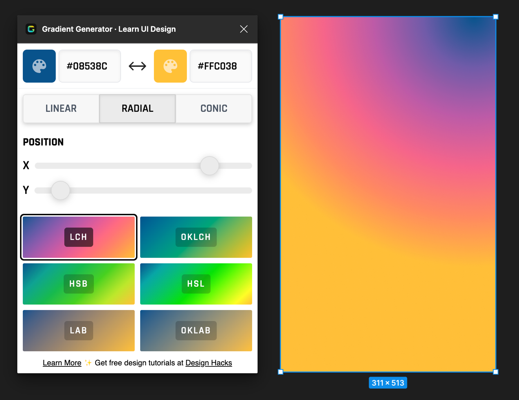 The plugin with position slider